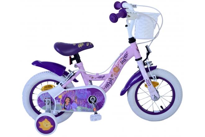 VOLARE - Disney Wish detský bicykel pre dievčatá - 12 palcov - Fialová - Dve ručné brzdy