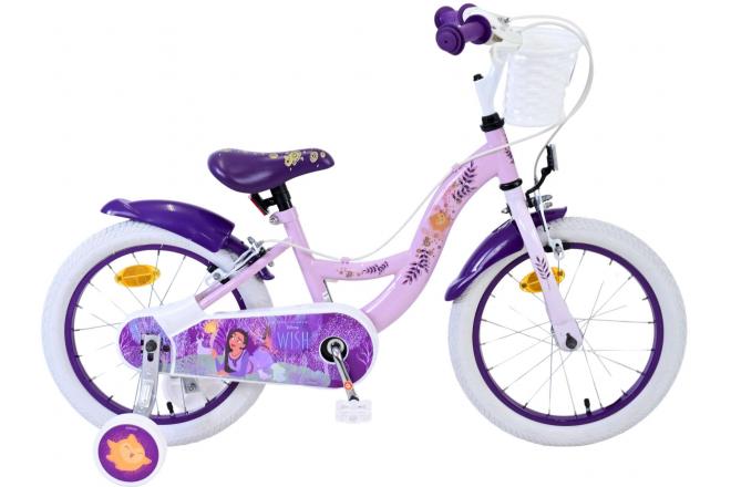 VOLARE - Disney Wish detský bicykel pre dievčatá - 16 palcov - Fialová - Dve ručné brzdy