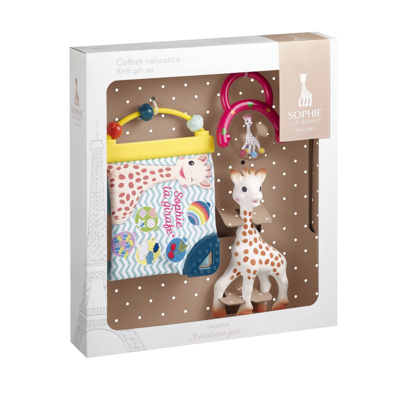 VULLI - Darčekový set: žirafa Sophie + knížka + hrkálka